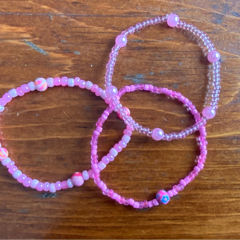 Pink Beaded Bracelets Set - Picture 1 of 2